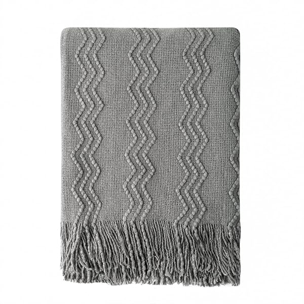 BOURINA "BOURINA Greyish Throw Blanket 50x60" - Soft Textured Knit for Sofa & Couch Decor"