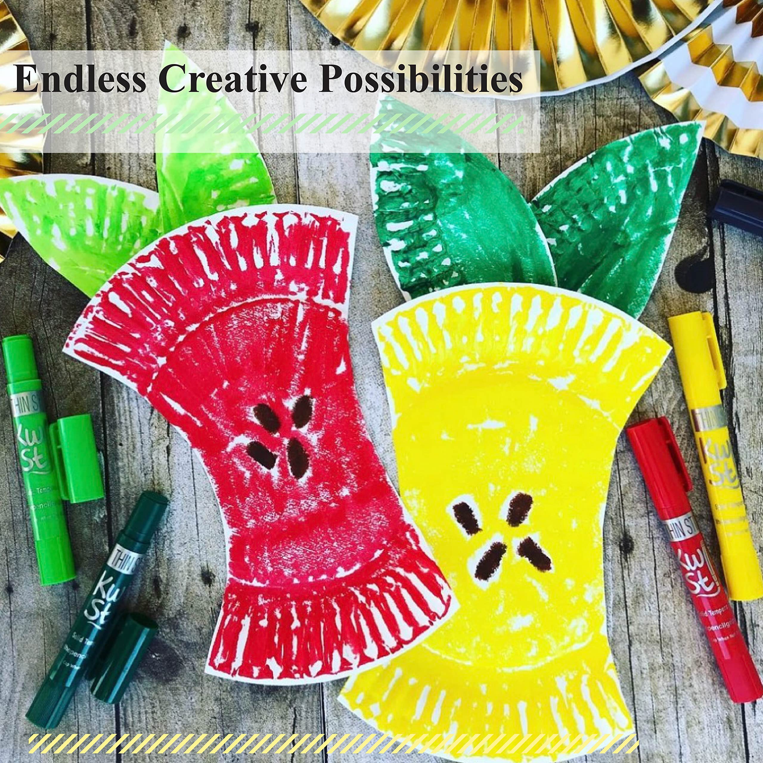 The Pencil Grip Kwik Stix Solid Tempera Paints 24 Pack Quick Drying Neon Metalix Classic Colors Thin Stix Paint Pens - View 5 of 7