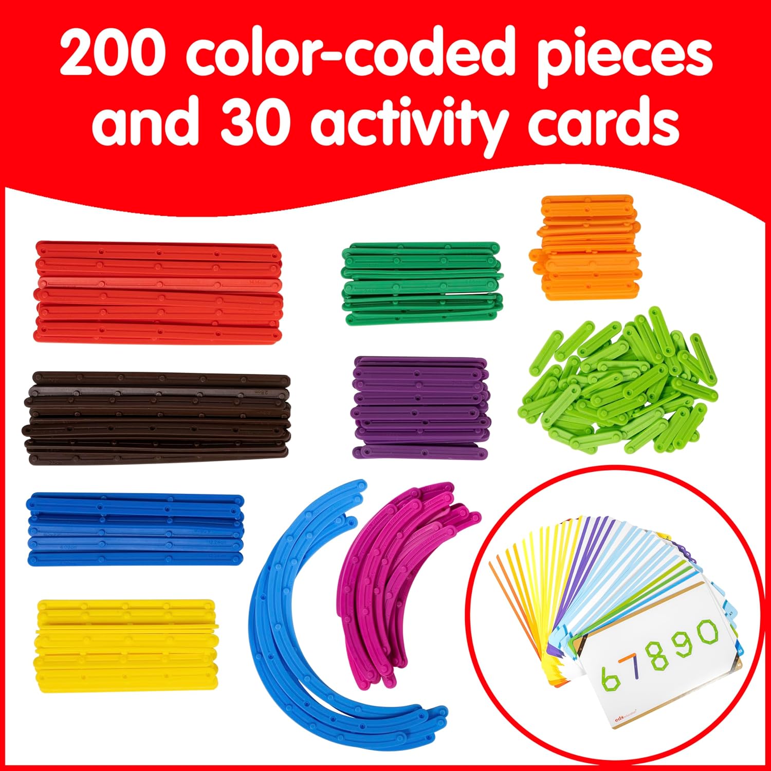 edxeducation edxeducation Junior GeoStix Multicolored Construction Sticks for Early Math and Creativity with 30 Double-Sided Activity Cards - View 3 of 9