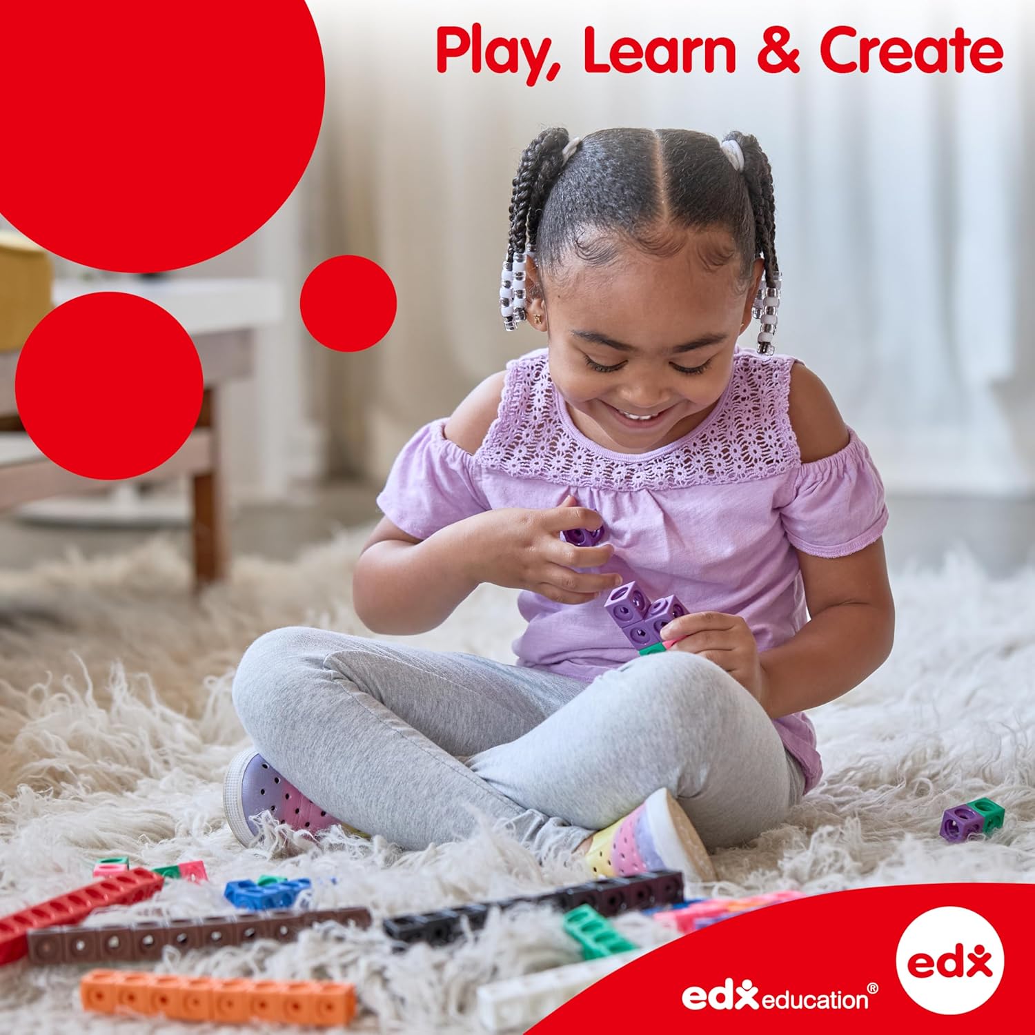 edxeducation edxeducation Junior GeoStix Multicolored Construction Sticks for Early Math and Creativity with 30 Double-Sided Activity Cards - View 8 of 9