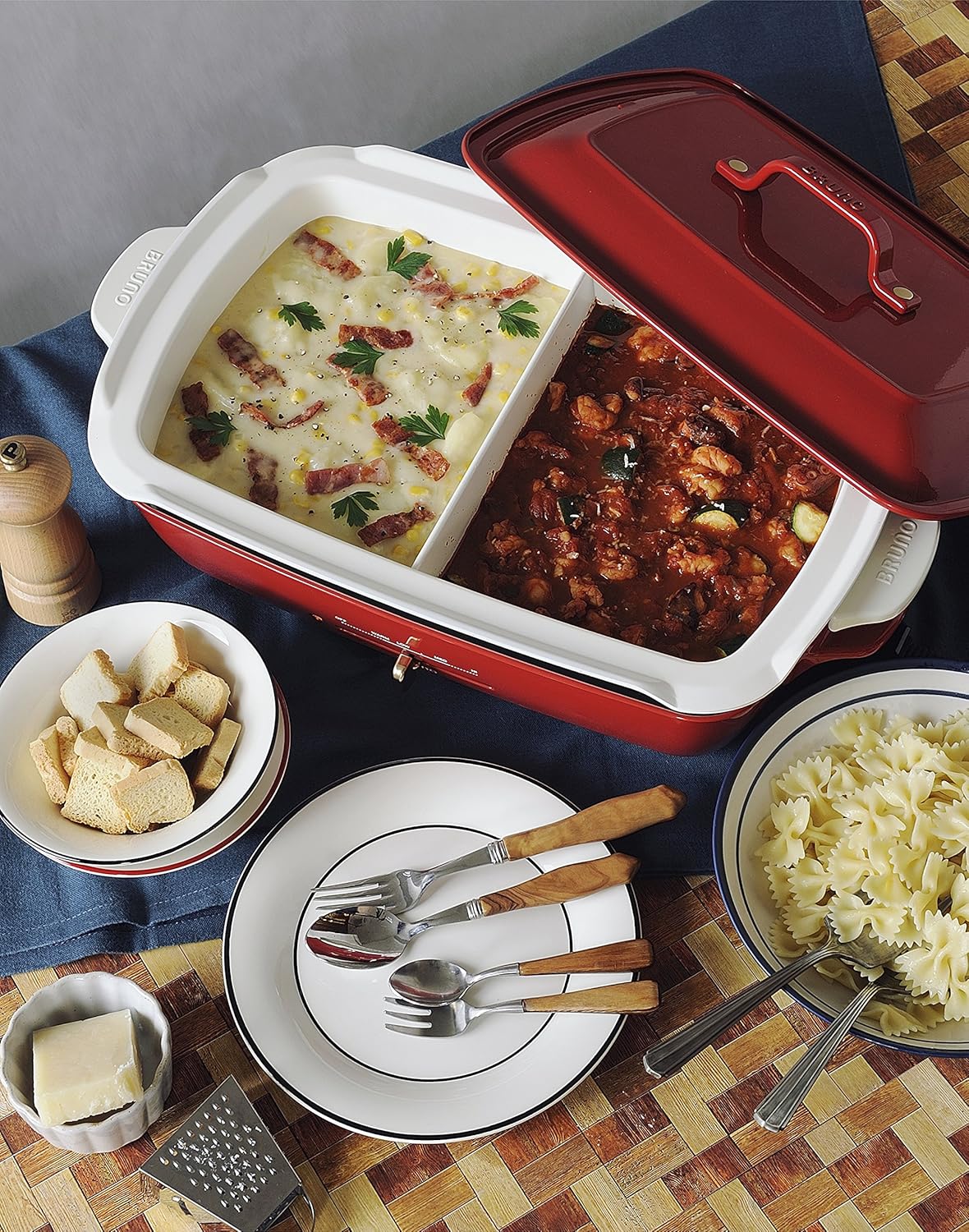 BRUNO BRUNO Hot Plate Grande Partition Pot BOE 026 for Perfect Nabe Cooking at Home - View 2 of 9