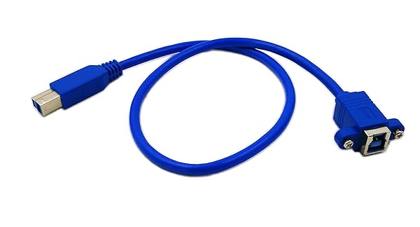 zdyCGTime zdyCGTime 20 Inch Panel Mount USB 3.0 B Female to Male Extension Cable with Screws Blue - View 4 of 8