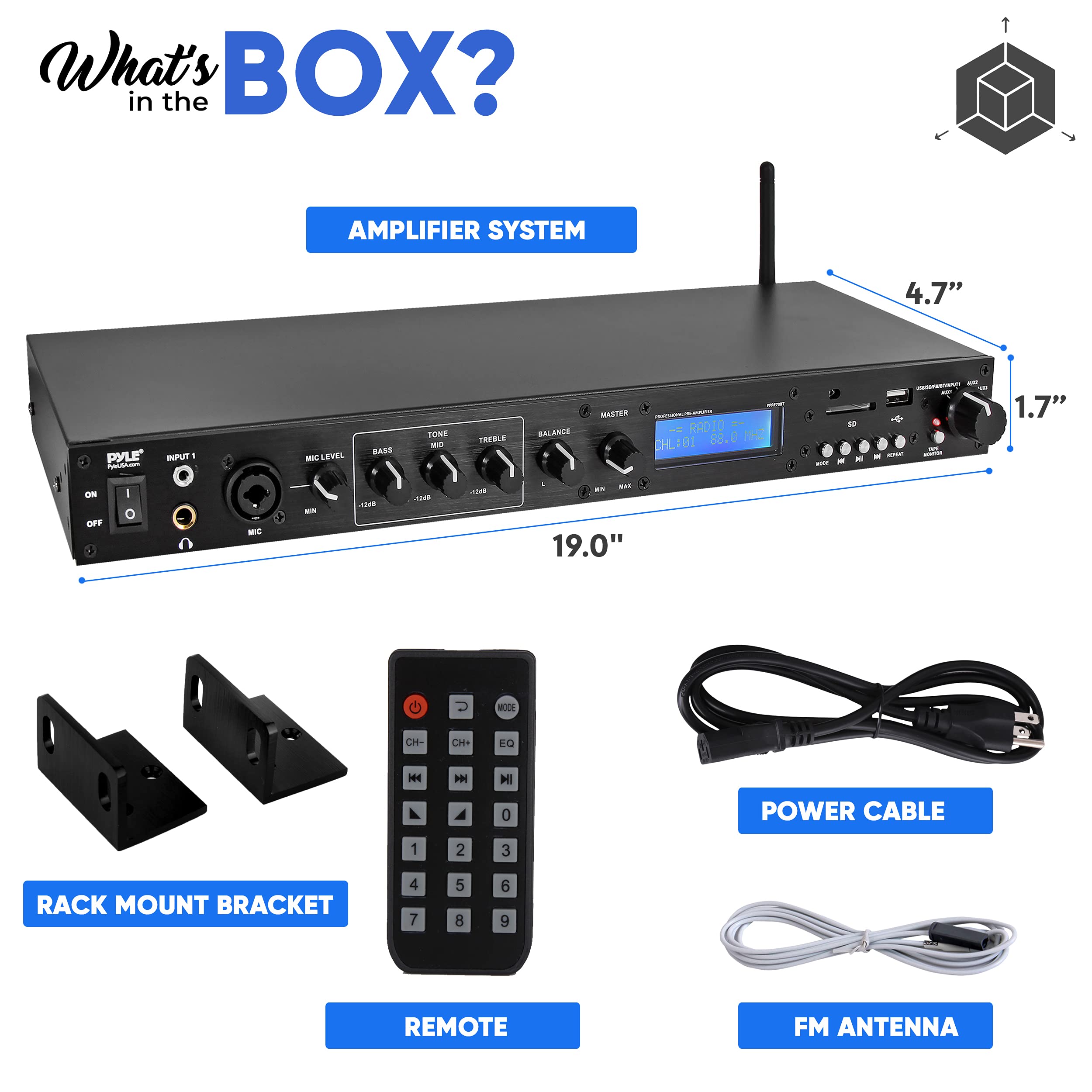 Pyle Bluetooth Amplifier Receiver Sound System PPRE70BT High Quality Audio Performance - View 3 of 5