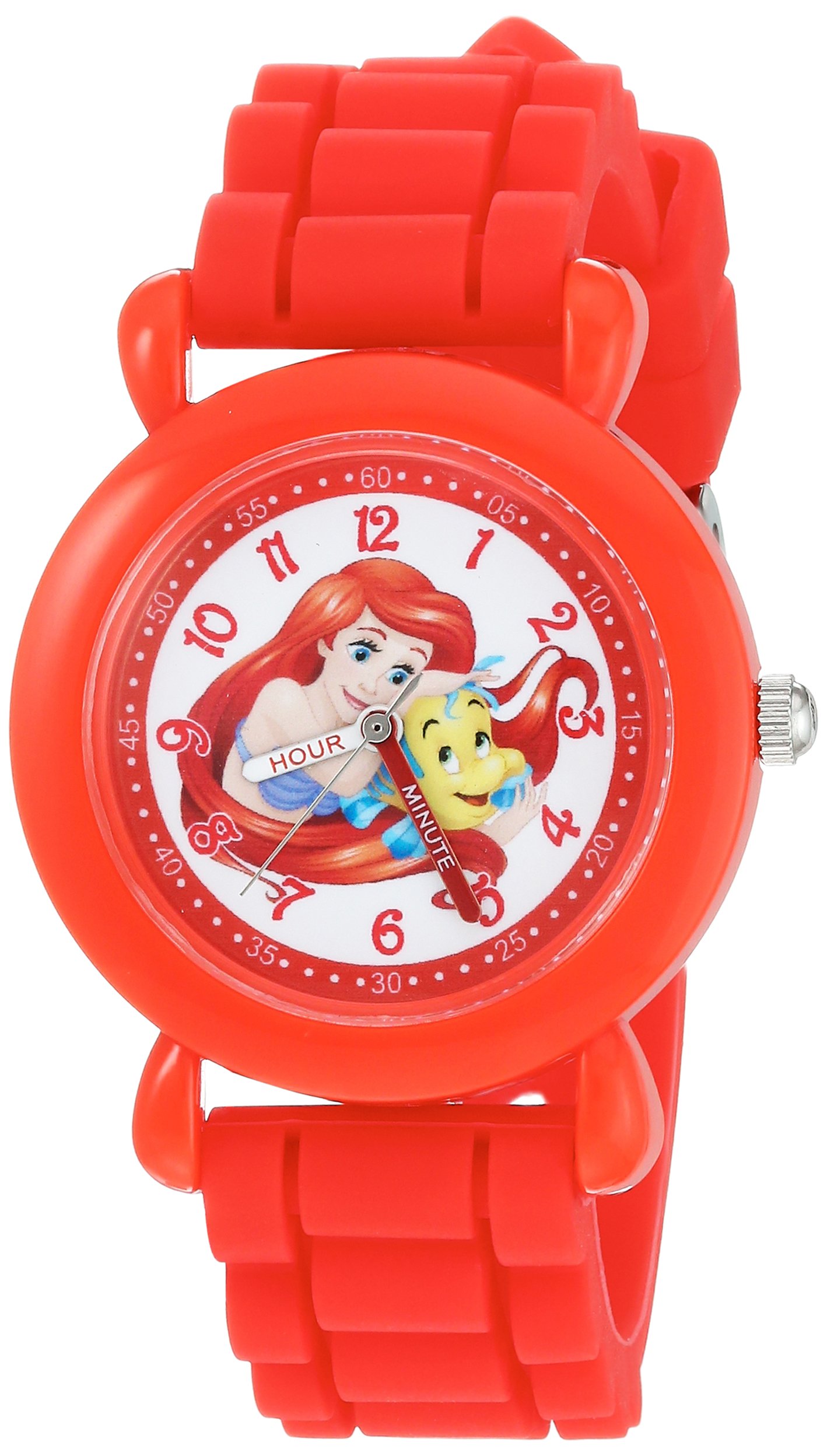 Disney Girls Ariel Quartz Plastic Silicone Casual Watch Red WDS000145