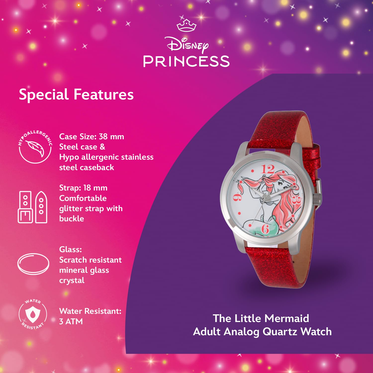 Disney Women's Ariel Quartz Metal Casual Watch Red WDS000076 - View 4 of 6