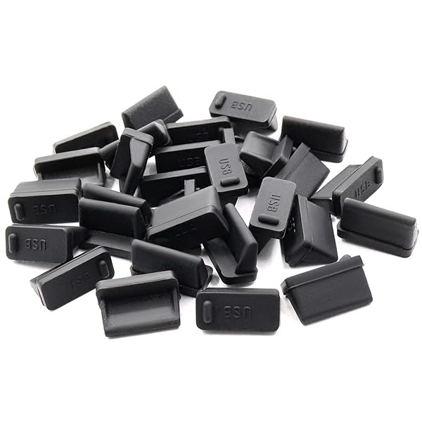 ThreeBulls ThreeBulls 30 Pcs Silicone USB Cap Port Cover Anti Dust Protector for Female End Black Durable and Reliable Protection for Your Devices