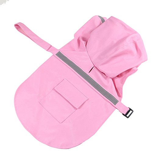La La Pet Lightweight Breathable Adjustable Waterproof Raincoat Jacket for Dogs and Puppies with Reflective Strip in Pink Size M