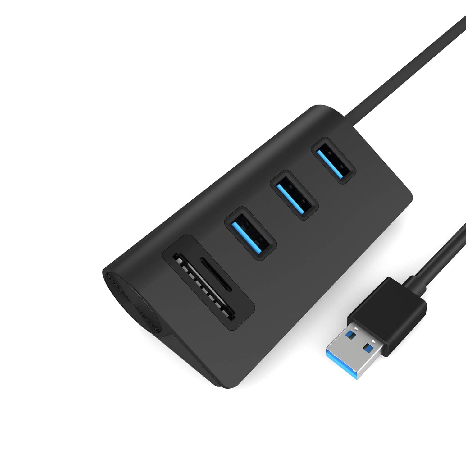 Cateck Cateck USB 3.0 Hub 3-Port Aluminum with Card Reader for iMac MacBook Pro Air Mini PCs and Laptops Black