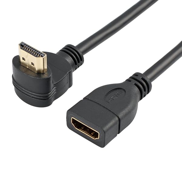 Bluwee Bluwee HDMI Extension Cable High Speed 90 Degree Male to Female 0.5FT Gold Plated Black HDMI Extender Wire Cord - View 4 of 10