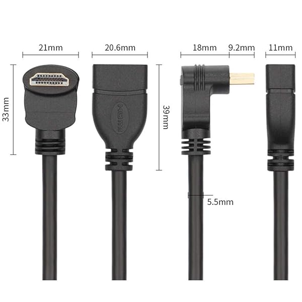 Bluwee Bluwee HDMI Extension Cable High Speed 90 Degree Male to Female 0.5FT Gold Plated Black HDMI Extender Wire Cord - View 9 of 10