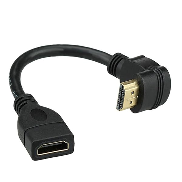 Bluwee Bluwee HDMI Extension Cable High Speed 90 Degree Male to Female 0.5FT Gold Plated Black HDMI Extender Wire Cord - View 3 of 10