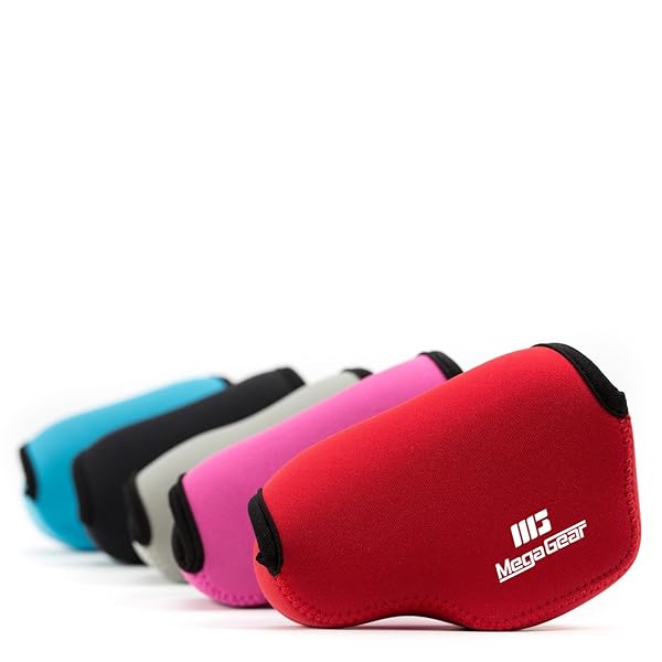 MegaGear Ultra Light Neoprene Camera Case for Panasonic Lumix DC-GX850, GF9, GX800 - Black MG1075 with Carabiner - View 7 of 8