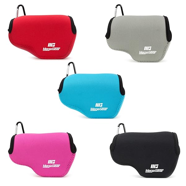 MegaGear Ultra Light Neoprene Camera Case for Panasonic Lumix DC-GX850, GF9, GX800 - Black MG1075 with Carabiner - View 8 of 8