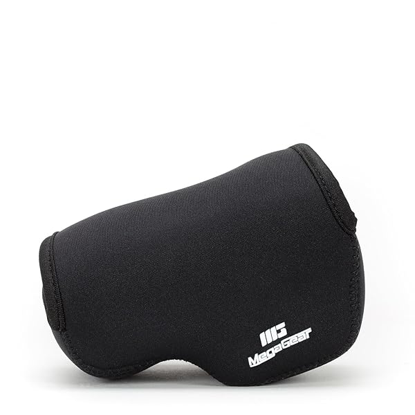 MegaGear Ultra Light Neoprene Camera Case for Panasonic Lumix DC-GX850, GF9, GX800 - Black MG1075 with Carabiner - View 2 of 8