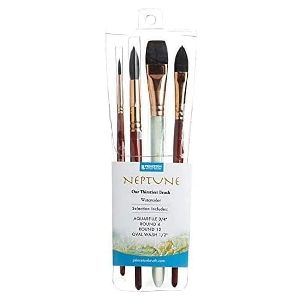 Princeton Princeton Neptune Short Handle Professional Paintbrush Set for Maximum Colour Holding and Consistent Flow Durable Affordable Set of 4 Brushes
