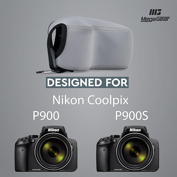 MegaGear MegaGear Nikon Coolpix P900 Neoprene Camera Case - Ultra Light & Durable with Carabiner - Gray MG1111 - View 8 of 11