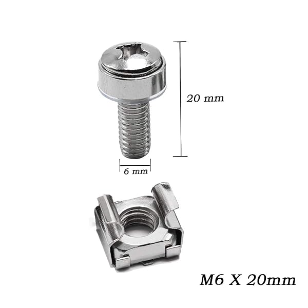 Wang-Data Buy Wang-Data 100 Sets M6 Square Hole Cage Nuts & Screws for Server Racks - Durable Hardware for Cabinets - View 3 of 4