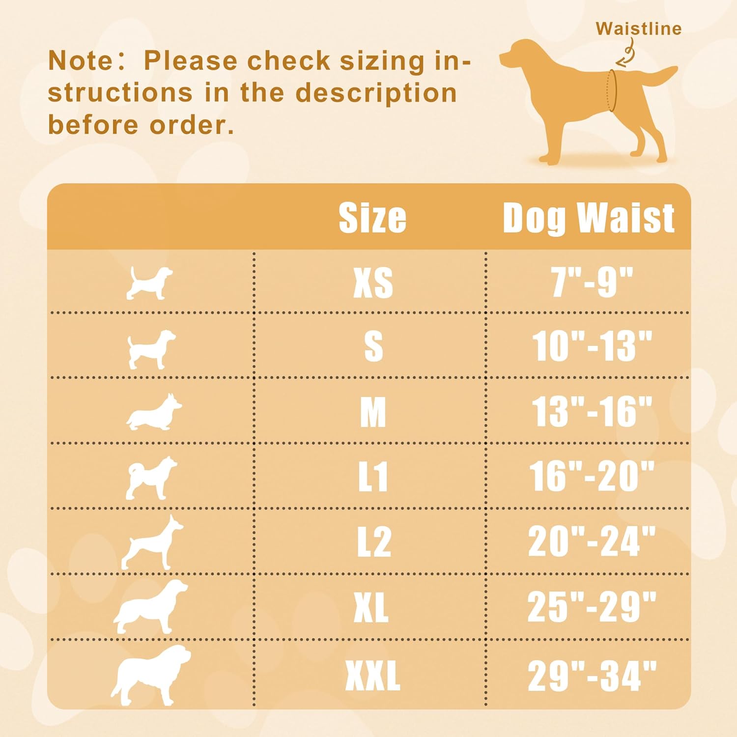 Teamoy Teamoy Reusable Wrap Diapers for Male Dogs Washable Puppy Belly Band Pack of 3 Size L2 20 to 24 Inch Waist Orange Denim Fat Smile - View 5 of 9