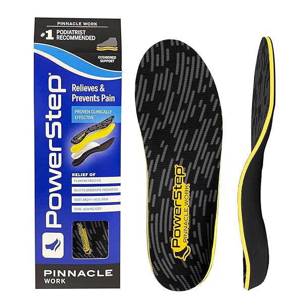 PowerStep PowerStep Pinnacle Work Insoles for Arch Support in Work Boots Ideal for Standing All Day Orthotic Solution for Men