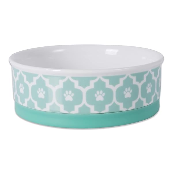 Bone Dry "Bone Dry Lattice Collection Aqua Pet Bowl & Canister - Medium 6x2" Single Dish for Dogs & Cats"