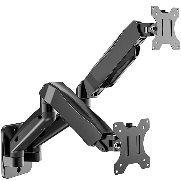 WALI "WALI Dual Monitor Wall Mount - Adjustable Gas Spring Arm for 2 Screens Up to 32" - Easy Install & Space-Saving Design"