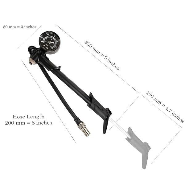 DNM DNM High Pressure 300 PSI Mini Pump for Fork & Rear Shock Suspension with Air Bleed Button - View 3 of 8