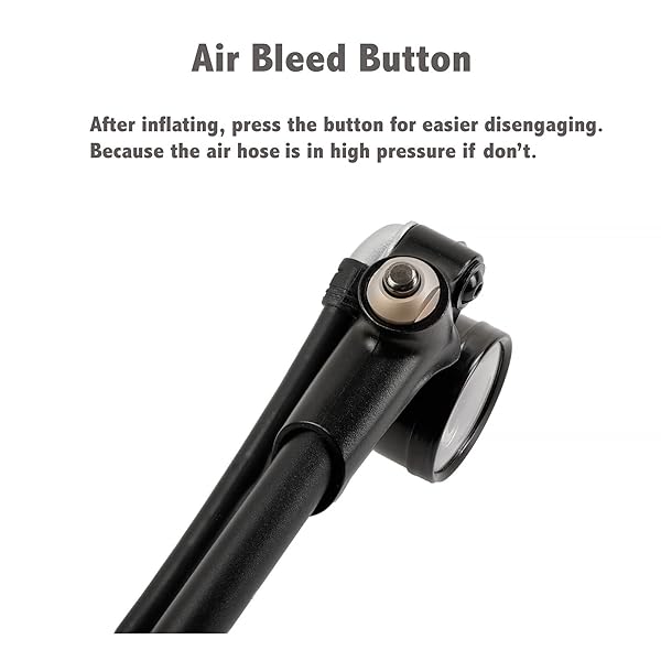 DNM DNM High Pressure 300 PSI Mini Pump for Fork & Rear Shock Suspension with Air Bleed Button - View 4 of 8