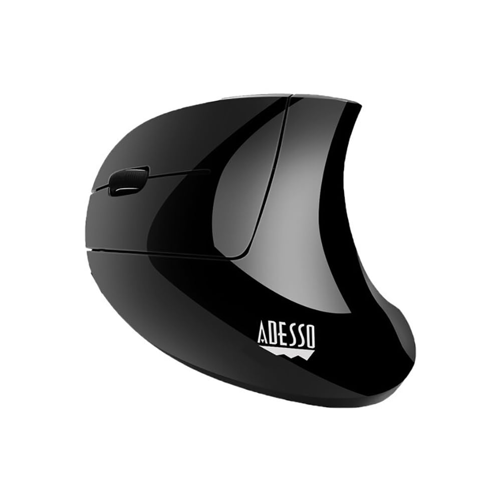 Adesso iMouse E90 Wireless Left-Handed Vertical Ergonomic Mouse Black for Comfortable Computing