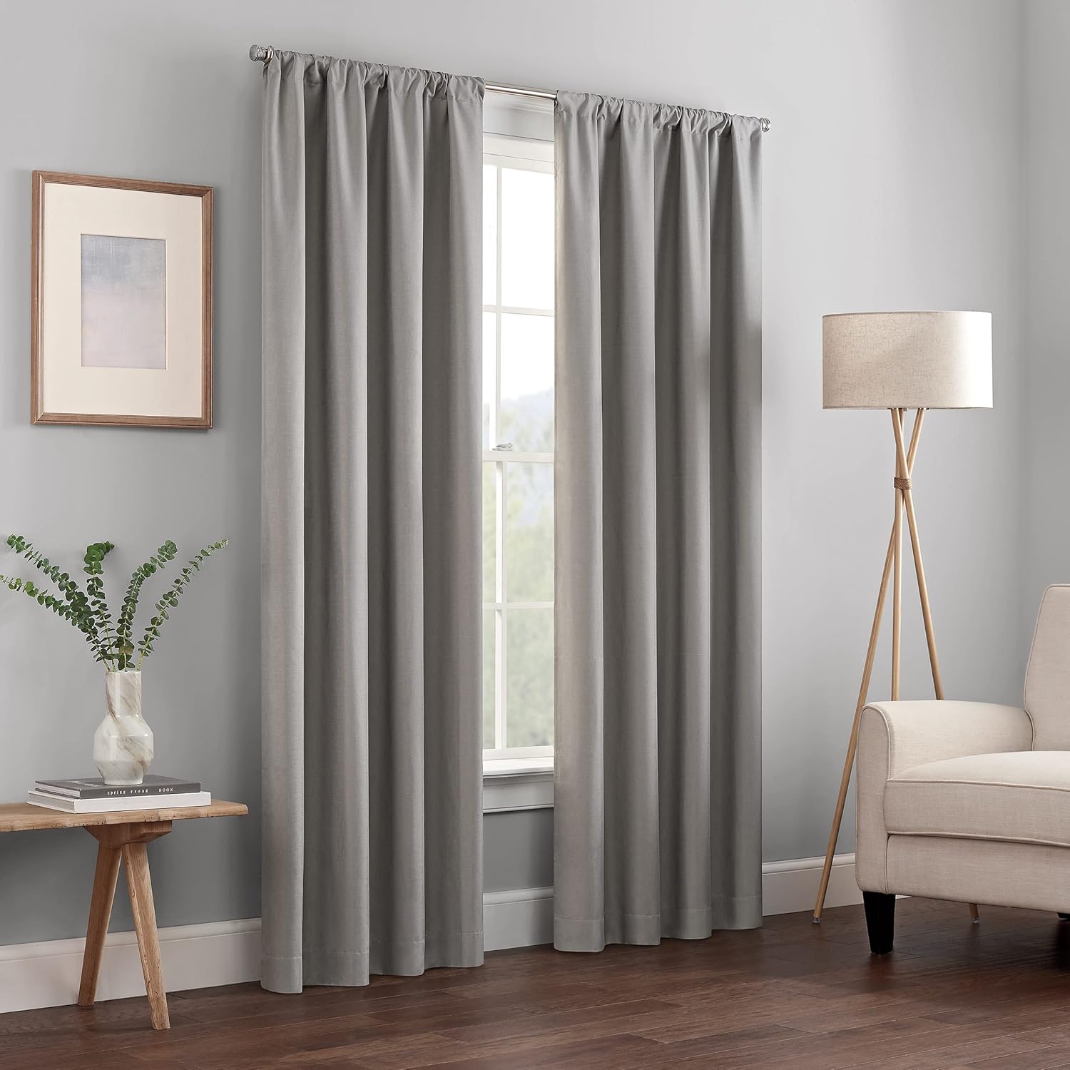 Eclipse Eclipse Kendall Modern Blackout Thermal Rod Pocket Window Curtain 42 X 63 Grey for Bedroom or Living Room