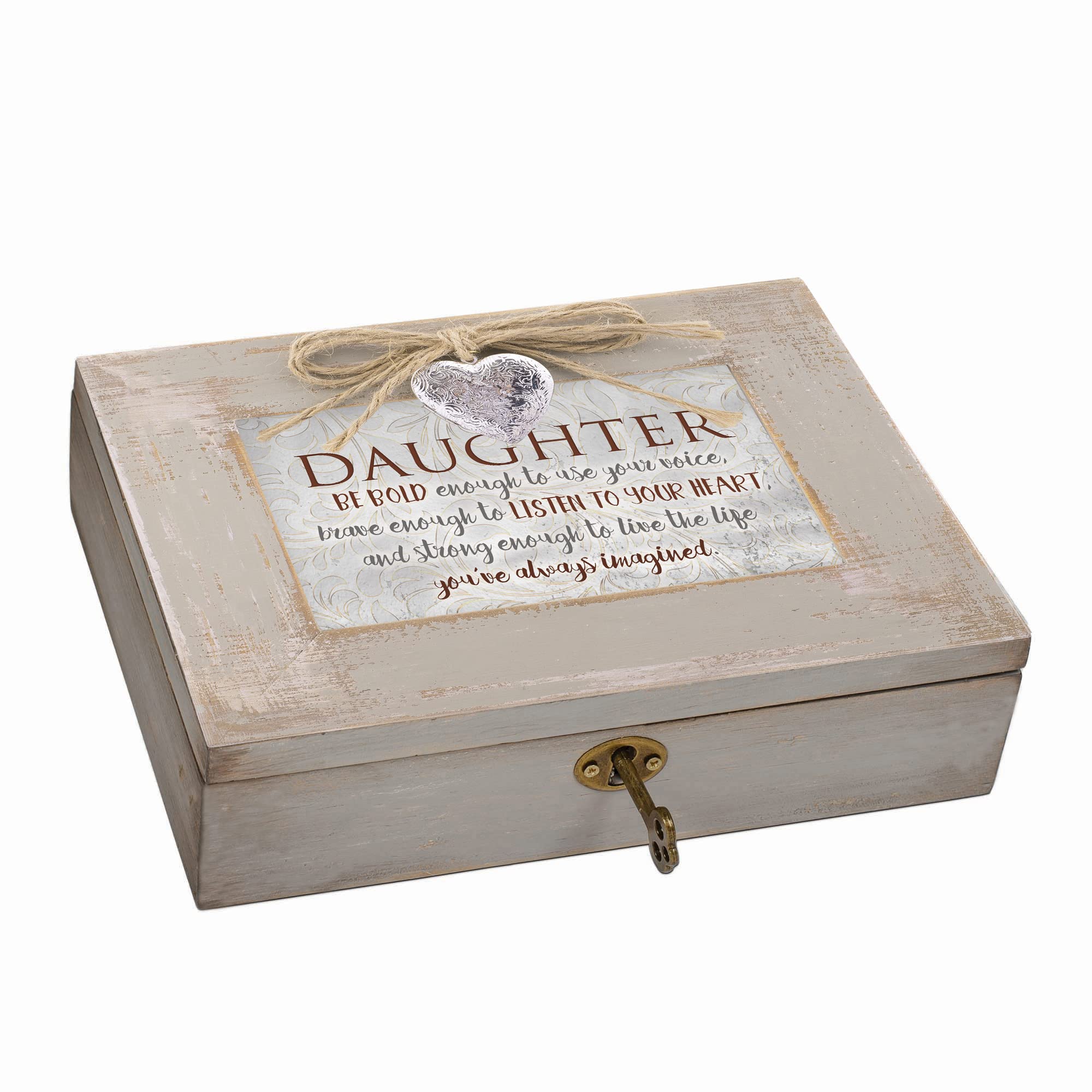 Daughter Live Life Imagined Distressed Wood Locket Jewelry Music Box You Light Up My Life by Cottage Garden - View 4 of 6