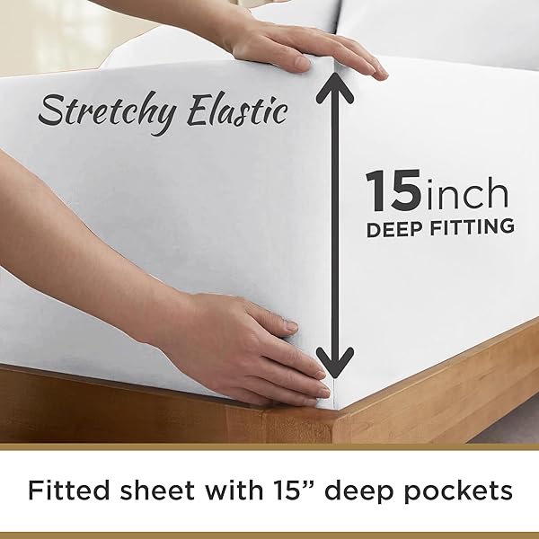 DESTINY CRESCENT BEDDING Twin XL Microfiber White 3 Piece Sheet Set Soft Comfy 15 Inch Deep Pocket Ideal for Dorm Room Hospital and Split King Beds - View 7 of 8