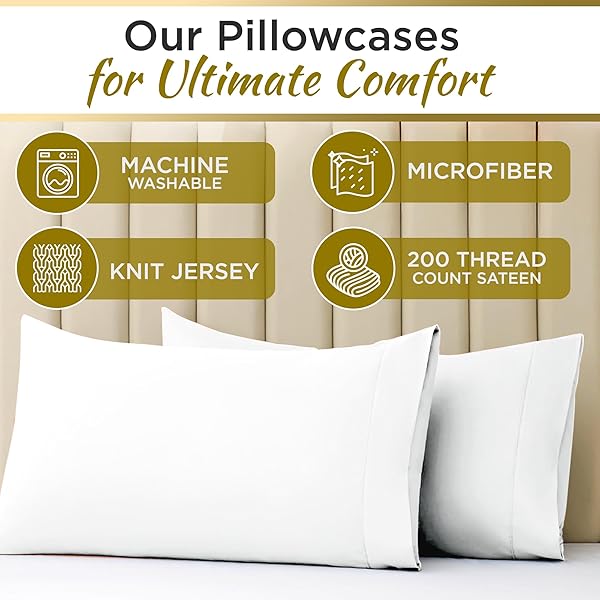 DESTINY CRESCENT BEDDING Twin XL Microfiber White 3 Piece Sheet Set Soft Comfy 15 Inch Deep Pocket Ideal for Dorm Room Hospital and Split King Beds - View 8 of 8