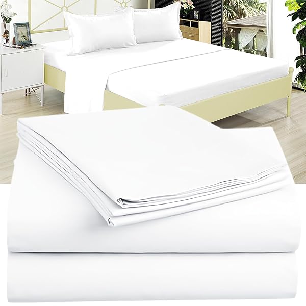 DESTINY CRESCENT BEDDING Twin XL Microfiber White 3 Piece Sheet Set Soft Comfy 15 Inch Deep Pocket Ideal for Dorm Room Hospital and Split King Beds - View 2 of 8