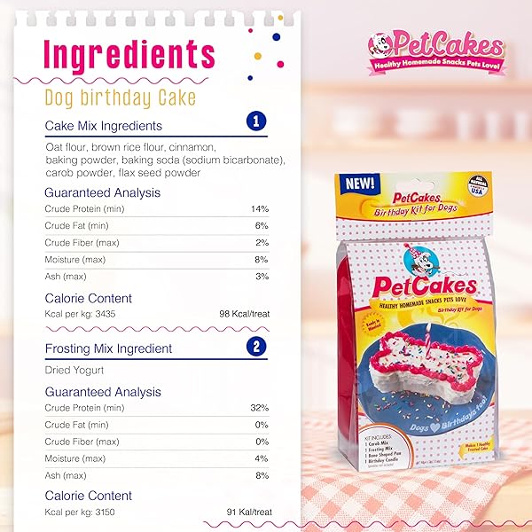 PetCakes PetCakes Dog Birthday Cake Kit All Natural Treats for Puppies to Large Dogs Carob Flavor 5.5 Oz - View 2 of 7