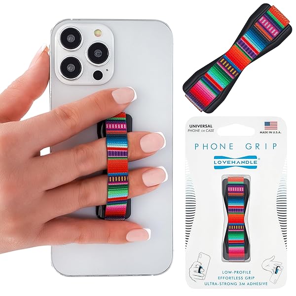 LOVEHANDLE LOVEHANDLE Universal Phone Grip for Smartphones and Mini Tablets Wireless Charging Compatible Made in The USA Serape Design - View 2 of 11