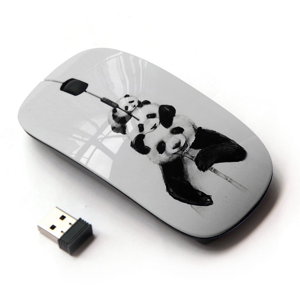 KOOLmouse KOOLmouse Optical 2.4G Wireless Mouse Panda Bears Bamboo Black White Cute Design