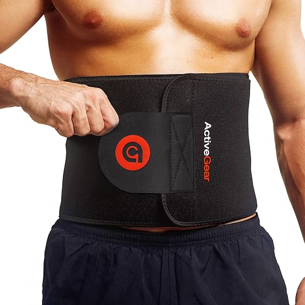 ActiveGear "ActiveGear Waist Trimmer Belt for Stomach & Back Support - Medium 8"x42" - Red | Boost Comfort & Fitness"