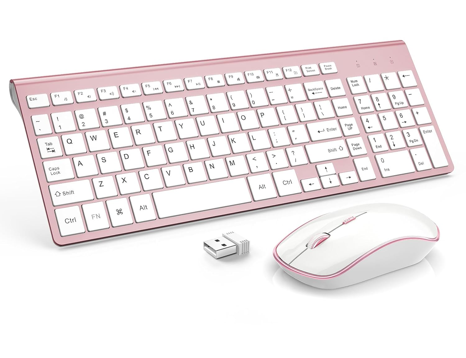 JOYACCESS J JOYACCESS Pink Ergonomic Wireless Keyboard Mouse Combo Portable Typewriter Keyboard for Computer Laptop Windows Mac - View 8 of 8