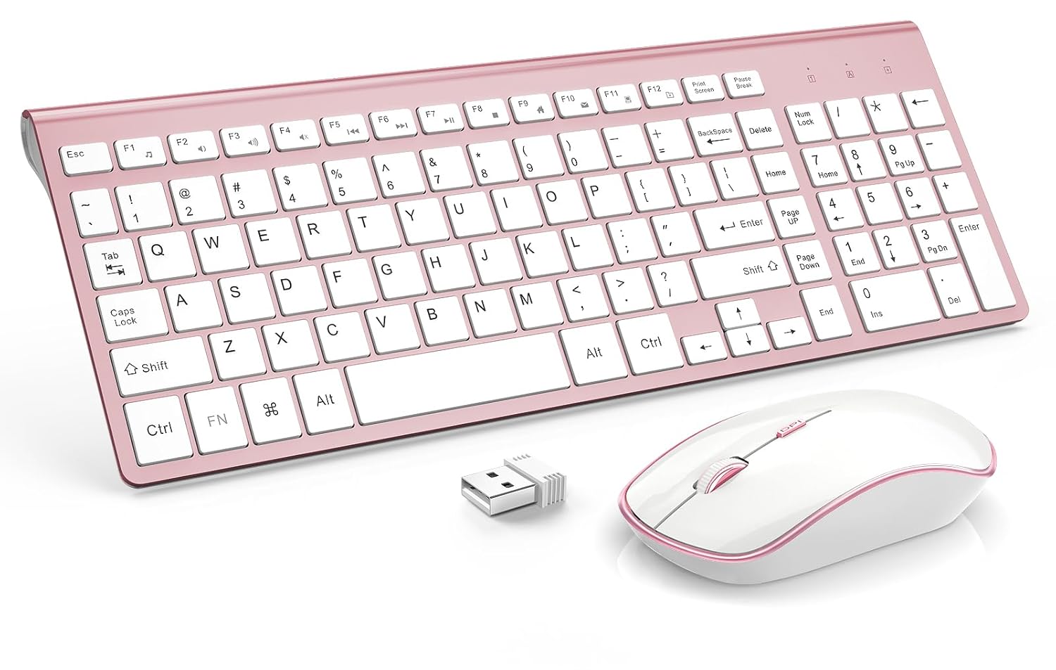 JOYACCESS J JOYACCESS Pink Ergonomic Wireless Keyboard Mouse Combo Portable Typewriter Keyboard for Computer Laptop Windows Mac