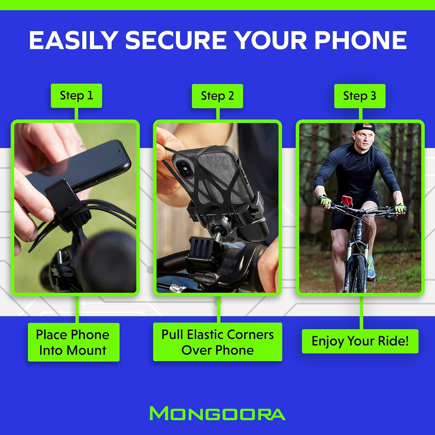 Mongoora Mongoora Bike Phone Mount - Easy GPS Holder for iPhone & Android - Perfect Bicycle Accessory & Stocking Stuffer! - View 6 of 9