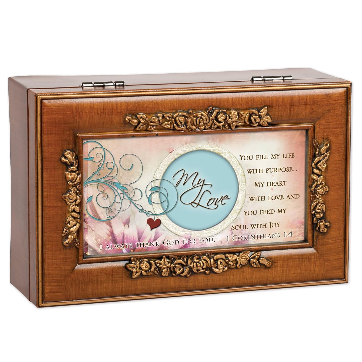 Cottage Garden Cottage Garden My Love Woodgrain Jewelry Music Box Plays Unchained Melody for Purposeful Living - View 2 of 7