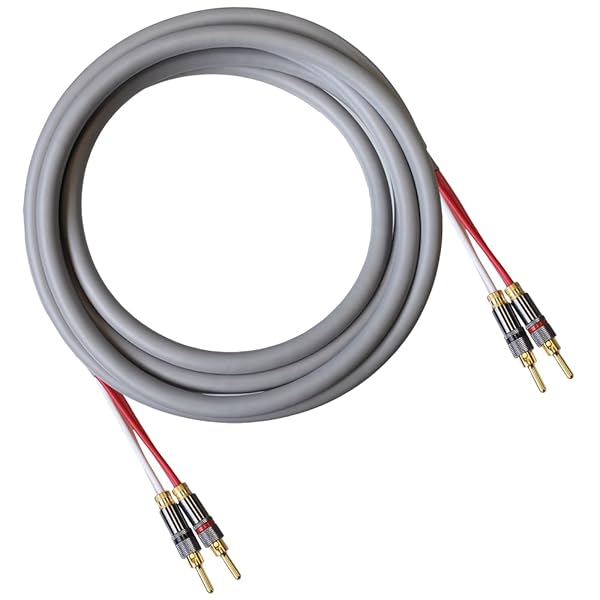 Blue Jeans Cable Blue Jeans Cable Canare 4S11 Speaker Cable 10 Foot Grey Bananas to Bananas Assembled in USA Non-Bi-Wire Terminations