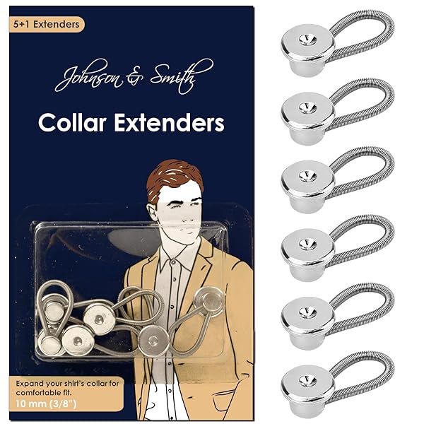 Johnson & Smith Johnson & Smith Collar Extenders: 5+1 Pack for Easy Neck Size Expansion of Men's Dress Shirts