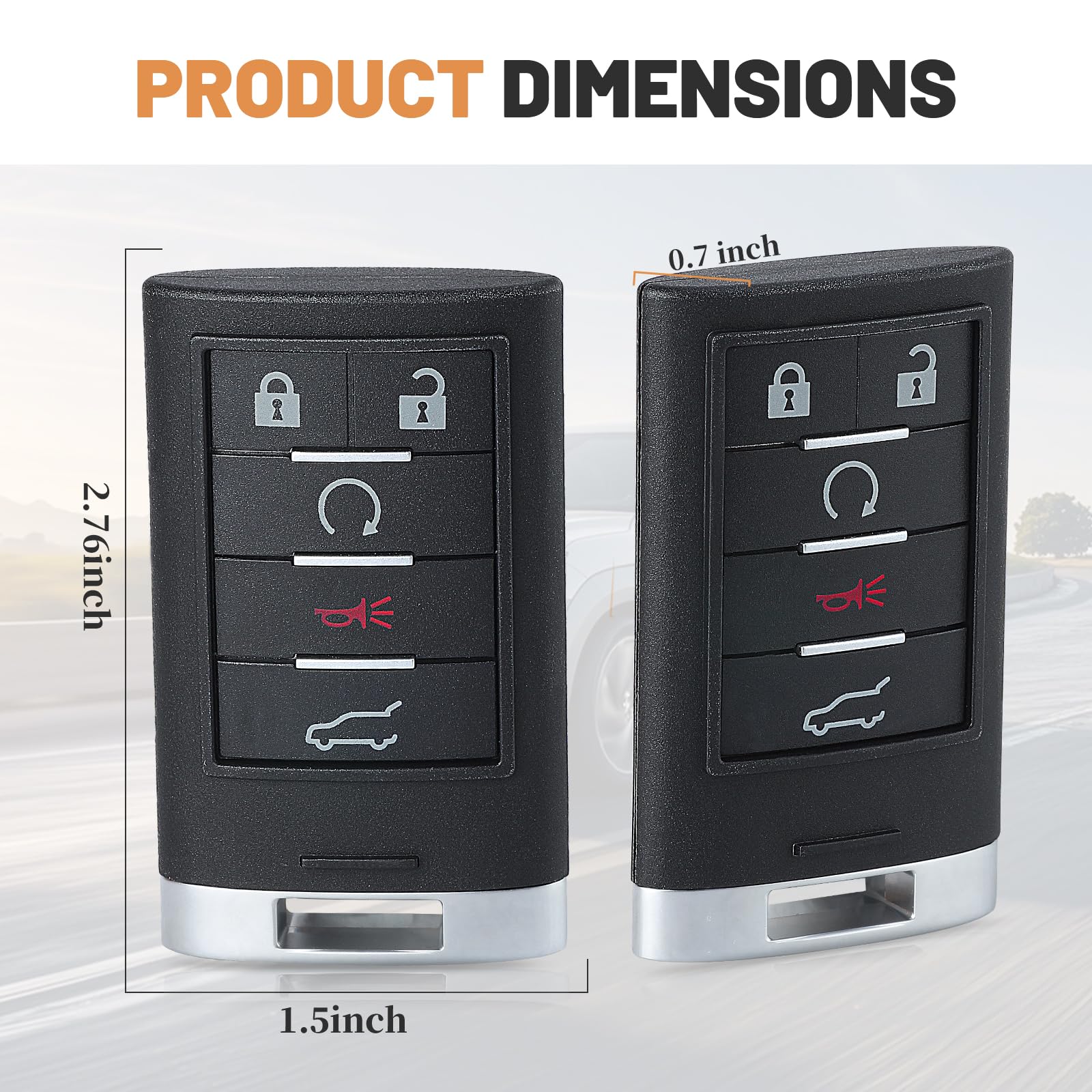 Keyecu Smart Proximity Remote Key 5 Button for Cadillac SRX 2010 to 2015 FCC ID NBG009768T - View 6 of 6