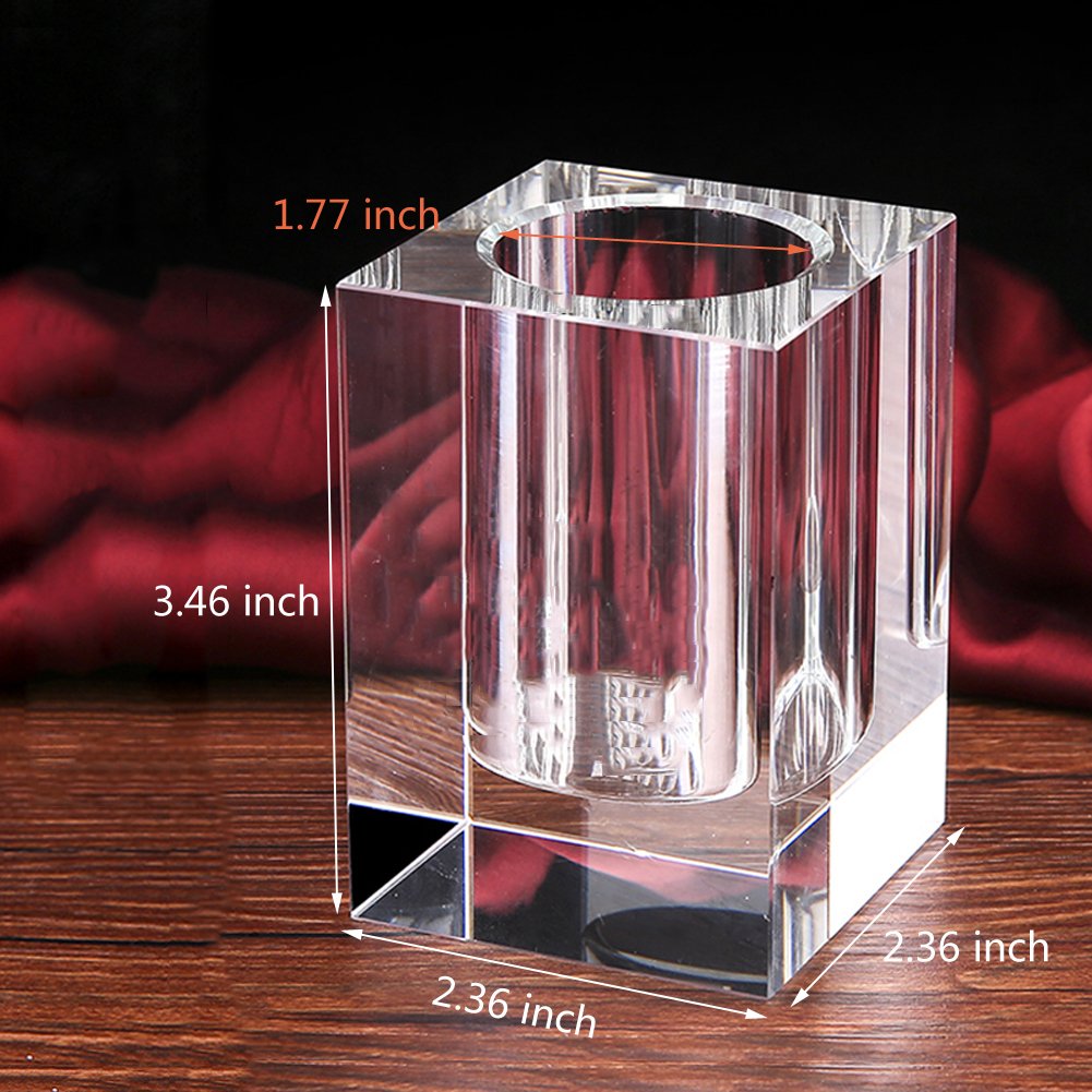 Coideal Glass Crystal Pen Pencil Cup Holder Clear Small Desk Organizer for Office School Teacher Student - View 2 of 7