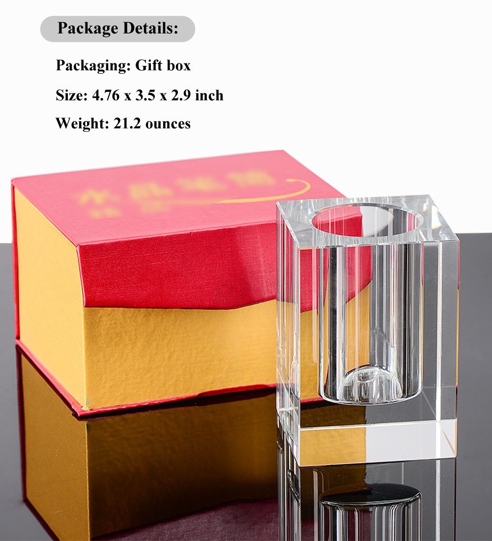 Coideal Glass Crystal Pen Pencil Cup Holder Clear Small Desk Organizer for Office School Teacher Student - View 6 of 7