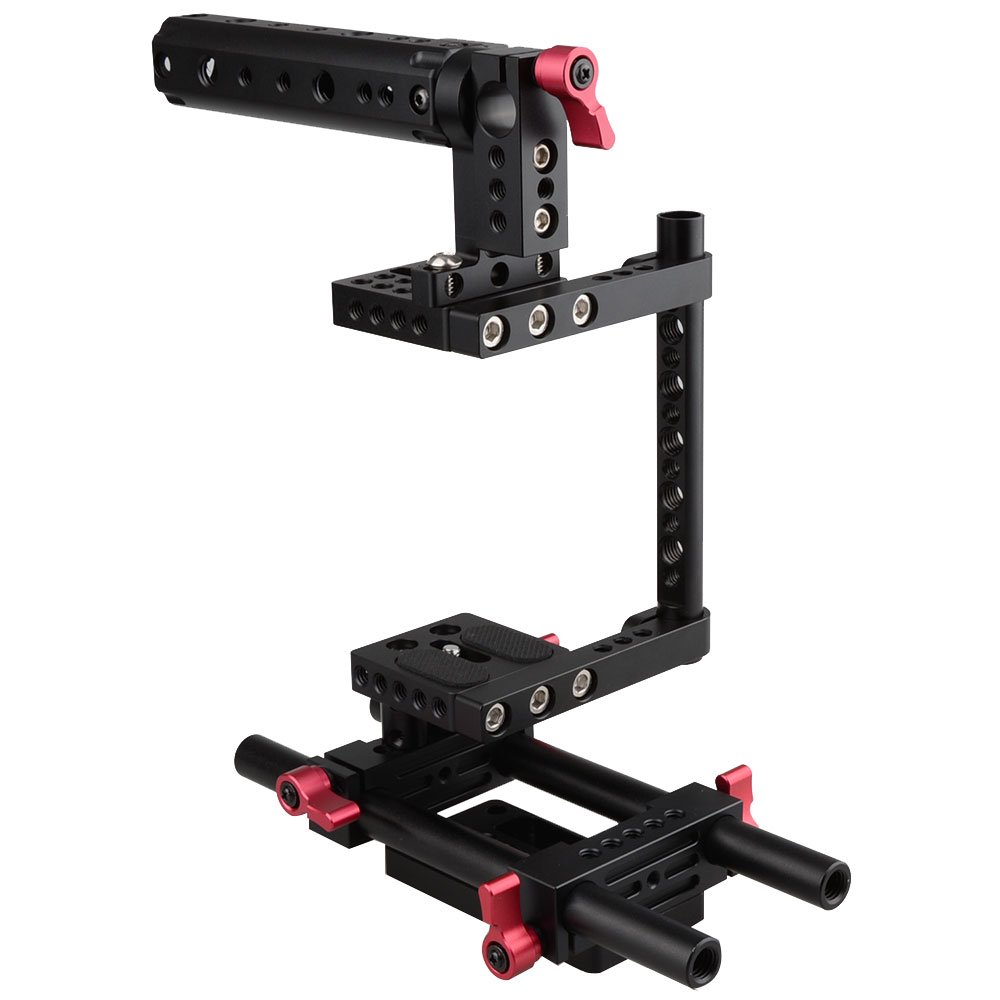 CAMVATE CAMVATE Camera Cage Rig with Top Handle and Tripod Mount Plate for Sony Panasonic Red 1386 - View 2 of 8