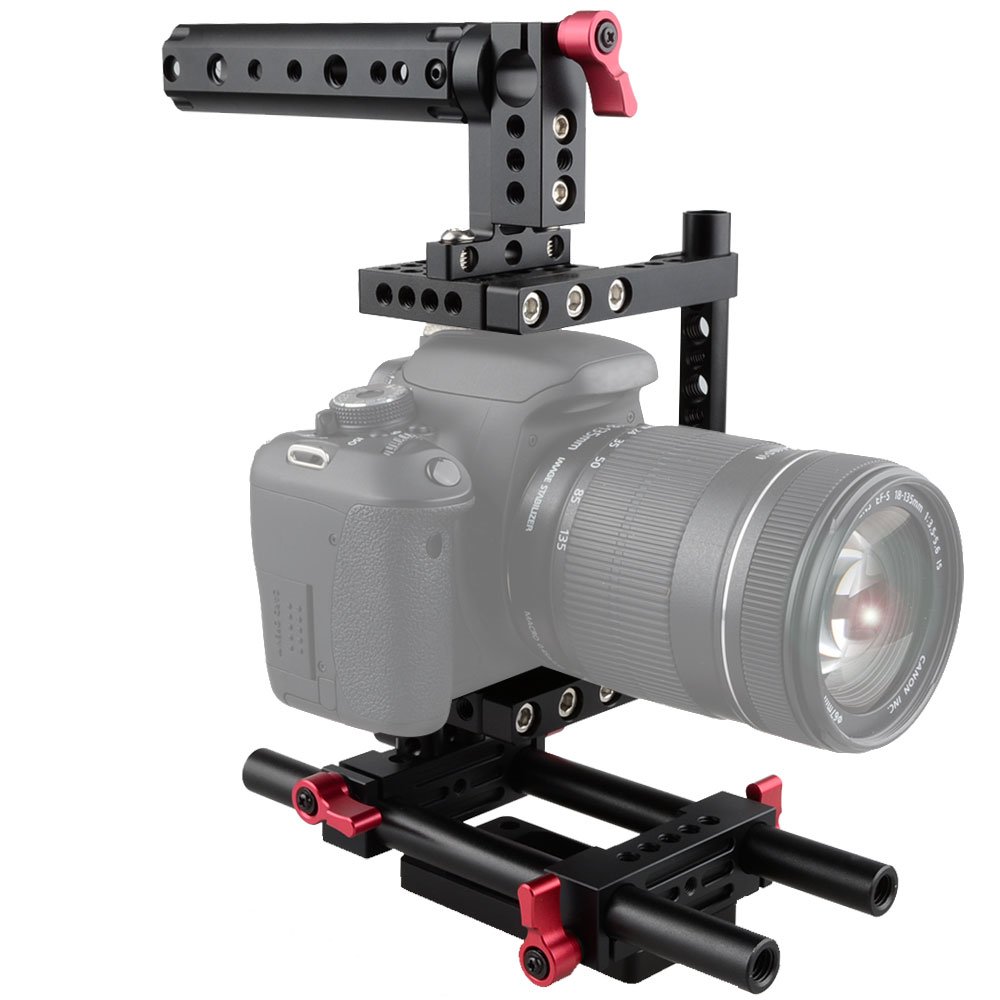 CAMVATE CAMVATE Camera Cage Rig with Top Handle and Tripod Mount Plate for Sony Panasonic Red 1386 - View 5 of 8