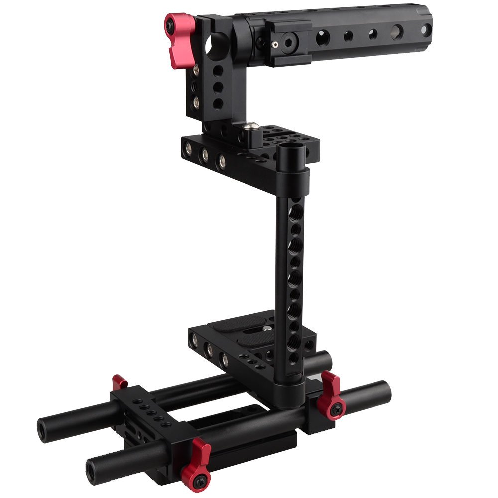 CAMVATE CAMVATE Camera Cage Rig with Top Handle and Tripod Mount Plate for Sony Panasonic Red 1386 - View 7 of 8