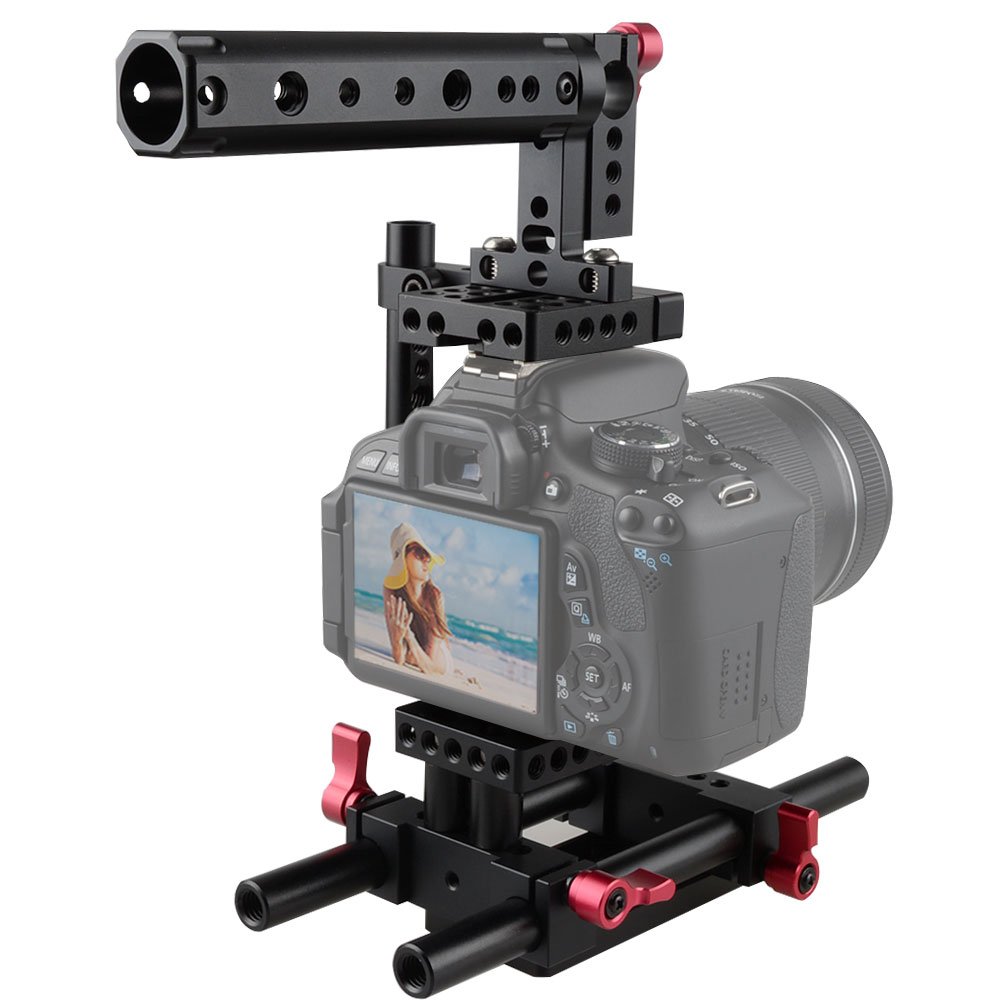 CAMVATE CAMVATE Camera Cage Rig with Top Handle and Tripod Mount Plate for Sony Panasonic Red 1386 - View 8 of 8
